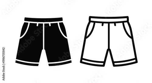 Simple illustration of two pairs of shorts one filled and one outlined