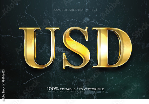 gold usd dollar text effect
