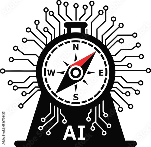 Compass on artificial intelligence chip with circuit board design elements