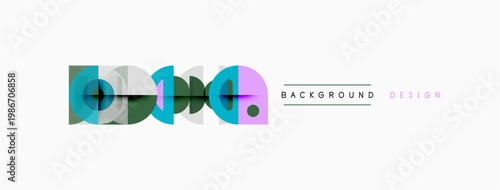 Abstract graphic elements, arrows, circles. Minimalist design with pastel colors, text labels background, design.