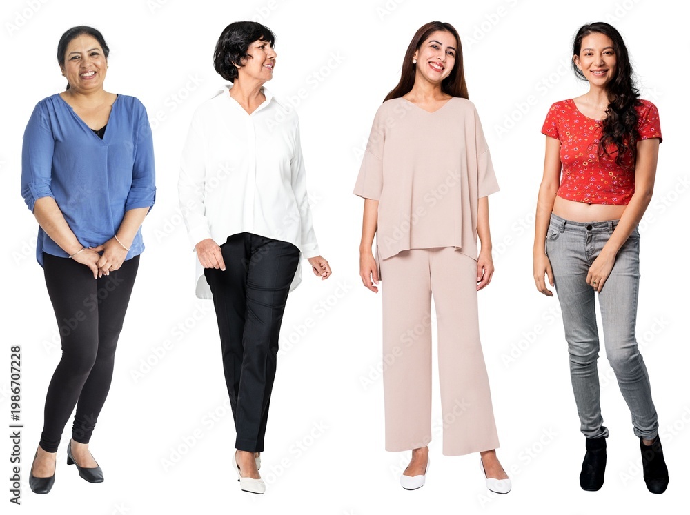 Obraz premium Diverse women fashion styles isolated element set