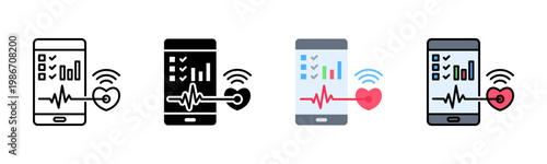 Digital Health Tracking Icon Pack In Multiple Styles