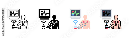 Medical Telemetry Icon Pack In Multiple Styles