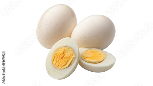 Three eggs isolated on transparent background cut out