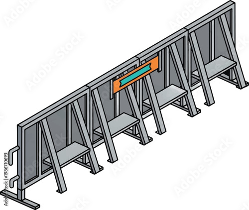 Metal barricade, crowd control barrier, steel fence, temporary blockade