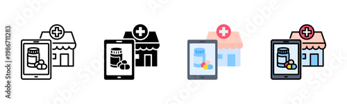 Digital prescription icon set multiple style collection