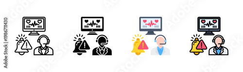 tele ICU icon set multiple style collection