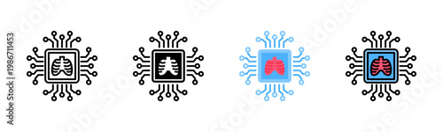 Imaging AI icon set multiple style collection