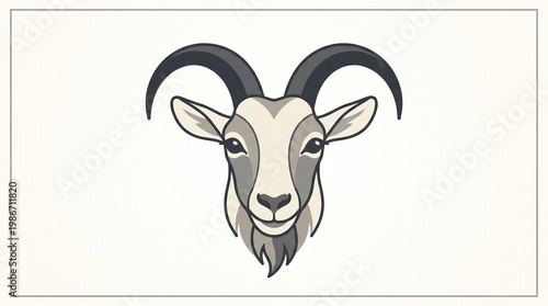 Stylized illustration of a goat head with illustration stylized animalistic