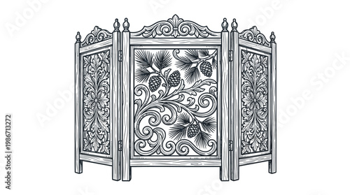 Elegant Vector of Decorative Folding Screen