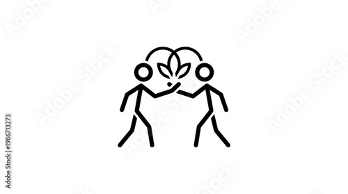 People Sharing a Cannabis Leaf Symbol