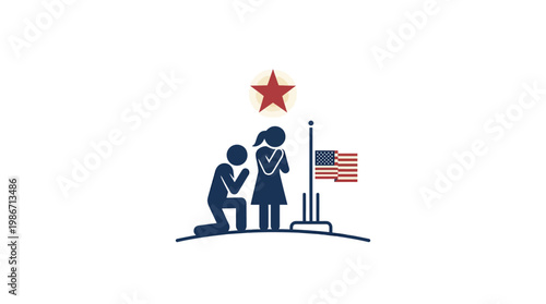 Couple Kneeling in Remembrance of Soldiers