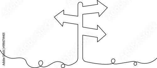 Black and white of a directional signpost with multiple arrows