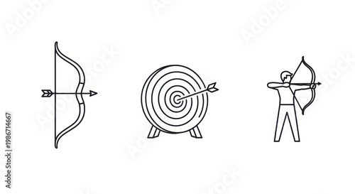 Archery Target Icon Set Precision Shooting Vector Illustration