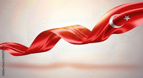 Turkey National Flag Ribbon Wave Vector Illustration – Isolated Background