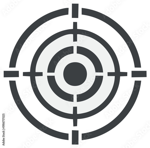 Dark grey target illustration with concentric circles and crosshairs, conceptual design, focusing attention, aim