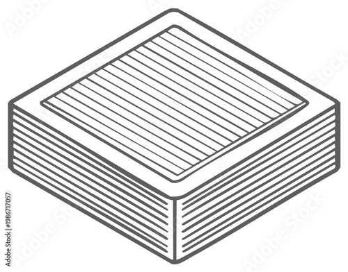 Square pleated air filter for an HVAC system shown in an isometric line art icon style
