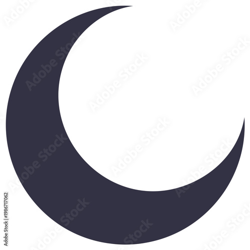 Crescent Moon Icon Isolated Symbolizing Night Sky Phases with Celestial Silhouette