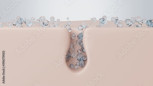 Deep pore cleansing removing blackheads and impurities with foam 3D animation