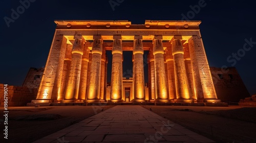 Ancient Luxor temple complex at night, Egypt