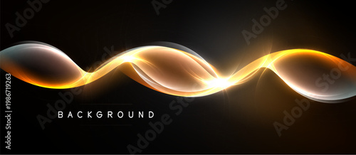 Abstract waves, luminous orange hues, dark background. Smooth curves create dynamic visual effect. Text reads background.