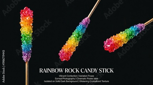 Wallpaper Mural Delicious Rainbow Rock Candy Sticks on Black Background. Torontodigital.ca