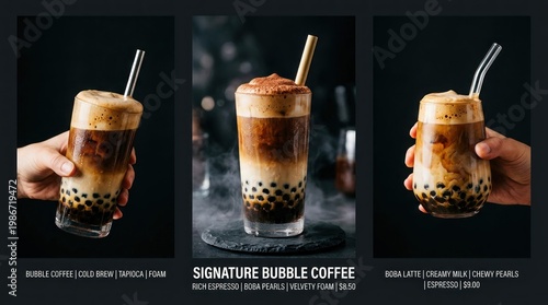 Wallpaper Mural Delicious Signature Bubble Coffee Drinks with Tapioca Pearls. Torontodigital.ca