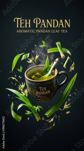 Wallpaper Mural Delicious Aromatic Pandan Leaf Tea in a Dark Setting. Torontodigital.ca