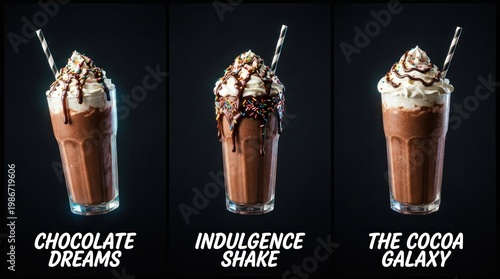Wallpaper Mural Delicious Chocolate Milkshakes with Whipped Cream and Chocolate Drizzle. Torontodigital.ca