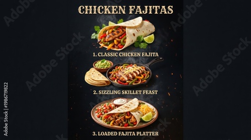 Wallpaper Mural Delicious Chicken Fajitas Platter with Fresh Ingredients and Sides. Torontodigital.ca