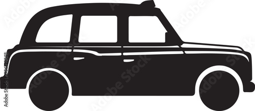 Black Silhouette of Classic Taxi Cab – City Taxi Icon Vector Illustration