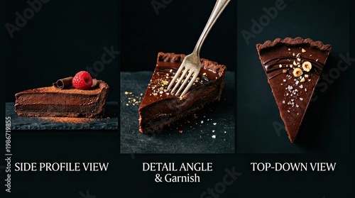 Wallpaper Mural Delicious Chocolate Dessert Slices with Garnishes on Dark Background. Torontodigital.ca