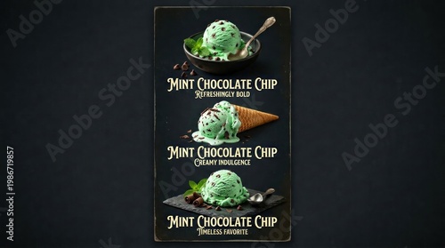 Wallpaper Mural Delicious Mint Chocolate Chip Ice Cream Cones and Scoops. Torontodigital.ca