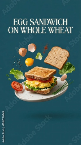 Wallpaper Mural Delicious Egg Sandwich on Whole Wheat Bread with Fresh Ingredients. Torontodigital.ca