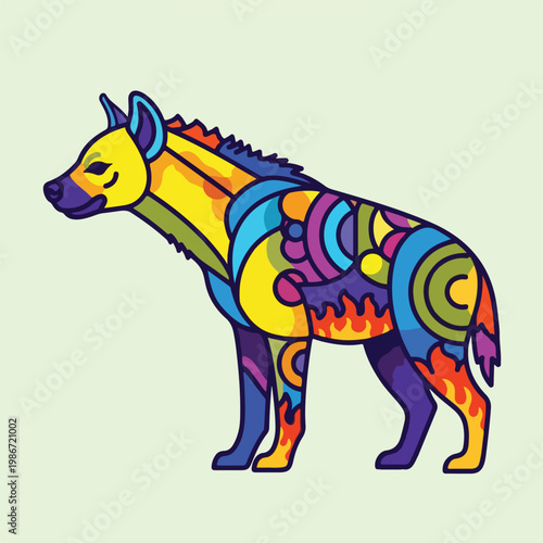 A colorful illustration of a wolf-like animal