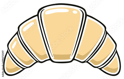 Cartoon illustration of a fresh golden croissant. Breakfast pastry bakery.