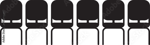 Set of Black and White Silhouette of Waiting Room Chairs Row –  Bench Seating Icon for Office, Airport, Hospital Vector Illustration