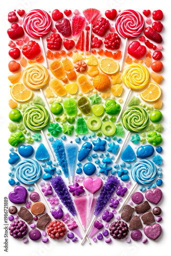 Rainbow Candy Flat Lay Colorful Sweets Background
