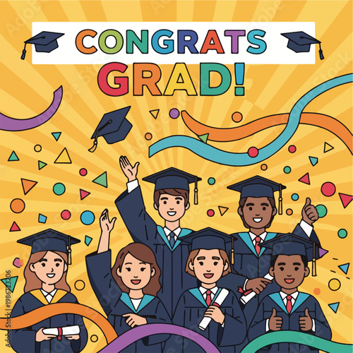 A colorful illustration of graduates celebrating (1)