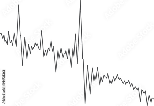 Graph of a noisy signal showing peaks and fluctuations over time isolated on transparent background