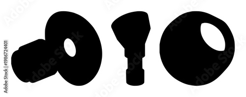 Socket set with black silhouette on white background featuring electrical outlet, plug, power, wall socket, black silhouette with vector and illustration