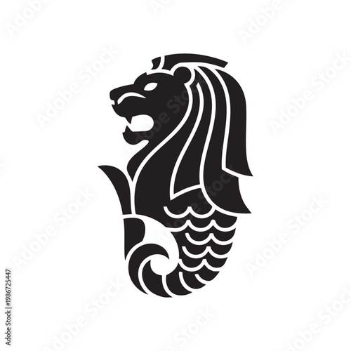Фотография Merlion Singapore Line Art Vector | Minimal Outline Icon & Landmark Illustration
