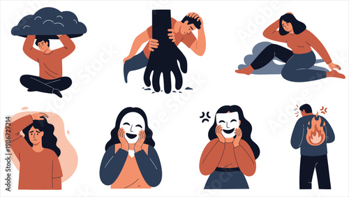 A Visual Exploration of Mental Health, Internal Conflict, and the Path Toward Psychological Resilience and Support..