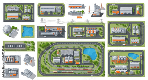 Overhead View of a Miniature City and Train Set.
