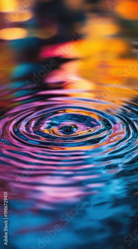 Abstract Blue Water Ripple Pattern with Droplet Splash and Circular Waves on Clear Liquid Surface, Nature Inspired Macro Reflection Background with Fresh Clean Motion and Spa Concept