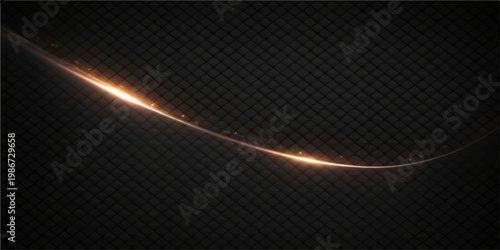 Abstract Golden Light Trail on dark: A captivating golden light trail elegantly curves across a dark backdrop, creating an aura of mystery and intrigue. for Website. Background, Branding