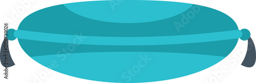 Teal decorative cushion featuring tassels on a white background