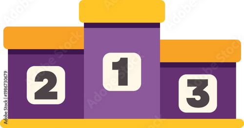 Podium displaying first, second, and third places in a sports competition or achievement