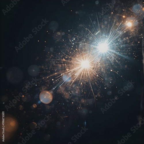 A light burst effect radiant energy glowing sparks against a black background. 
