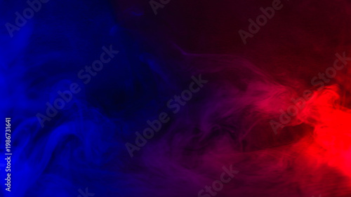 Abstract Blue and Red Smoke Texture on Black Background with Large Copy Space
